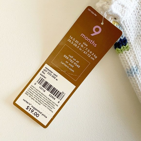 NWT Carter's 6 M V-neck Sweater Vest White Stripes - Picture 6 of 6